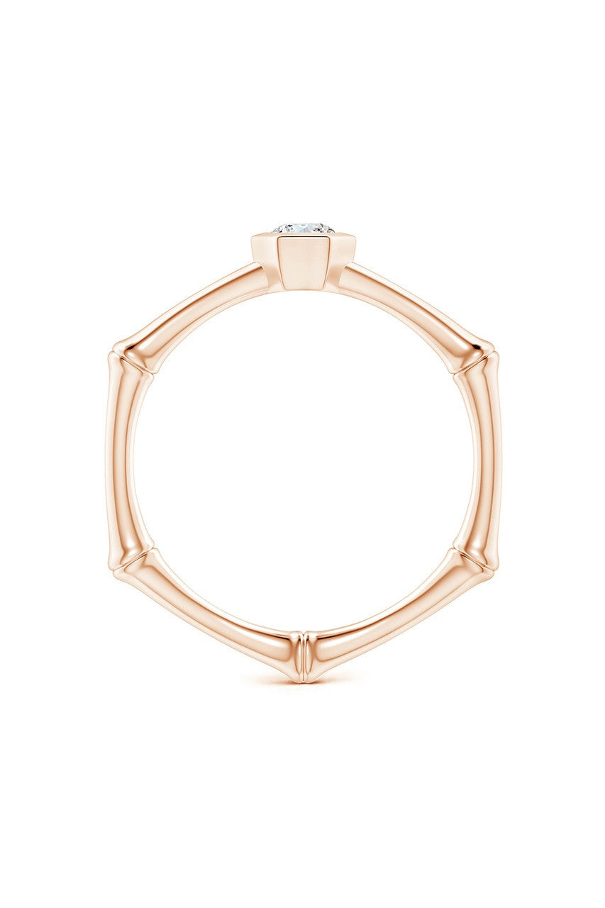 Natori Buy Indochine 14k Hex Frame Diamond Solitaire Bamboo Ring in 14K Rose Gold Online