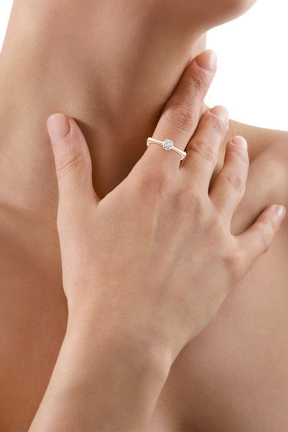 Natori Buy Indochine 14k Hex Frame Diamond Solitaire Bamboo Ring in 14K Rose Gold Online
