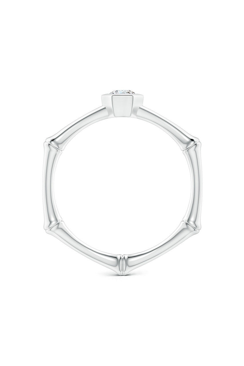 Natori Buy Indochine 14k Hex Frame Diamond Solitaire Bamboo Ring in 14K White Gold Online