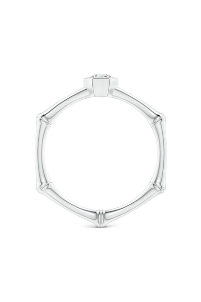 Natori Buy Indochine 14k Hex Frame Diamond Solitaire Bamboo Ring in 14K White Gold Online