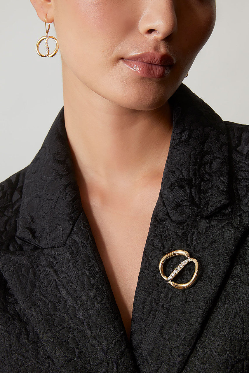 Natori Buy Shangri-La Yin-Yang 14K Gold and Diamond Brooch in 14K Yellow Gold Online