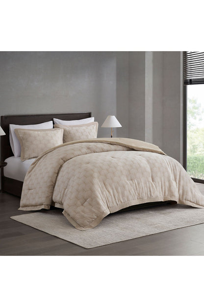 Natori Ogee Fan Jacquard 3 Piece Comforter Mini Set