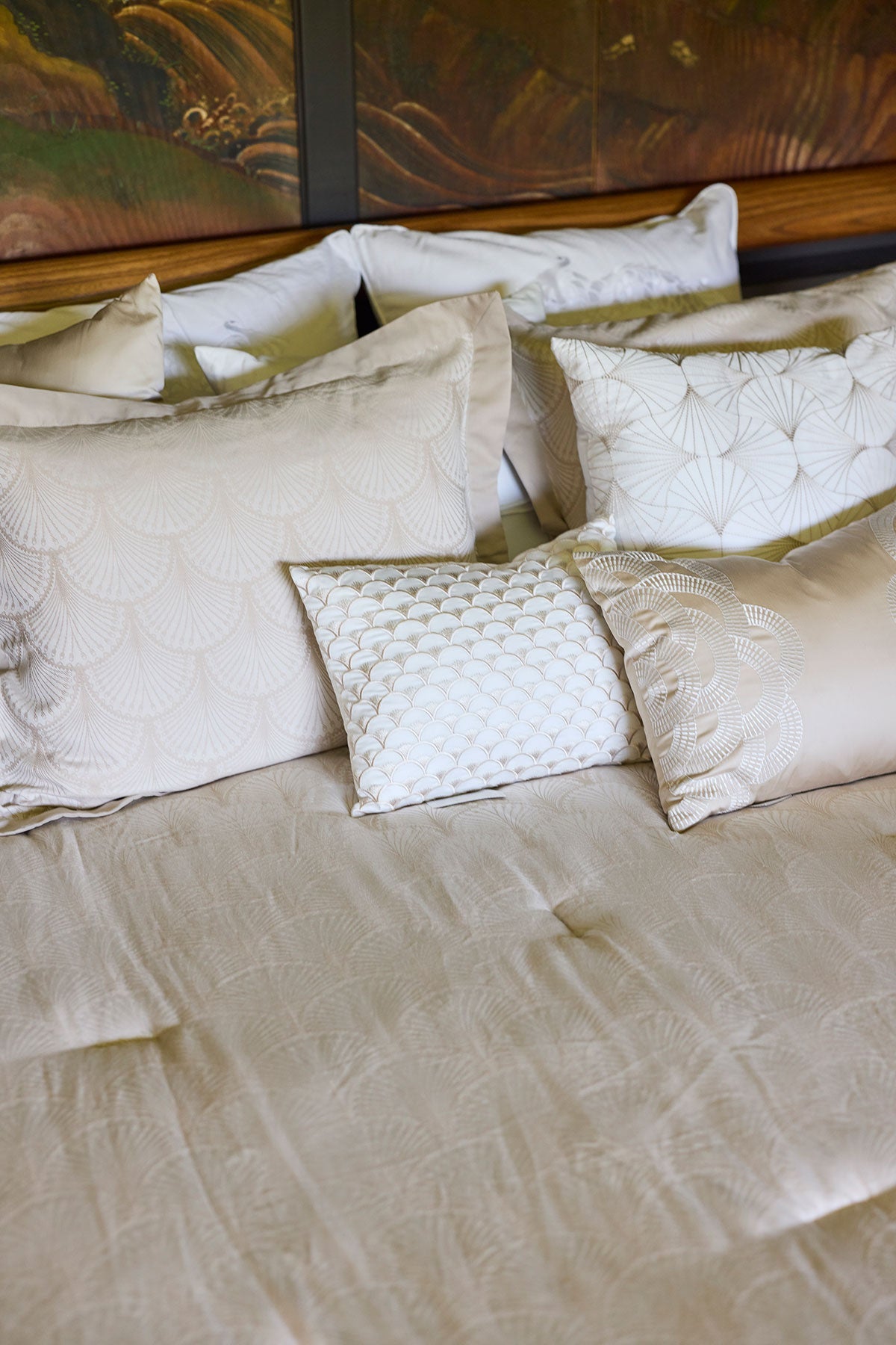 Natori Ogee Fan Jacquard 3 Piece Comforter Mini Set