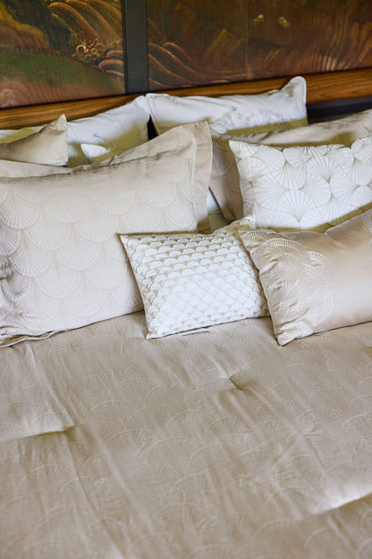 Natori Ogee Fan Jacquard 3 Piece Comforter Mini Set