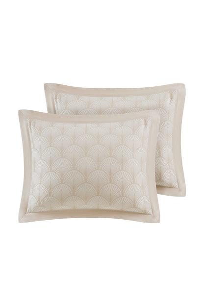Natori Ogee Fan Jacquard 3 Piece Comforter Mini Set