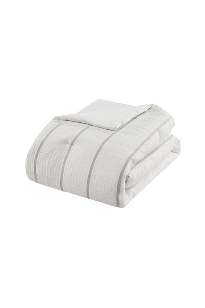 Natori Buy Naru 4 Piece Jacquard Stripe Comforter Mini Set in Ivory/Gray Online