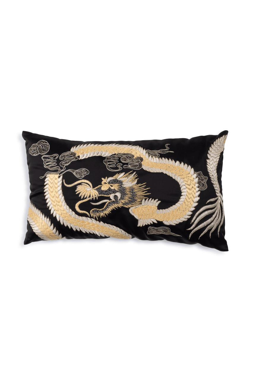 Natori Buy Luxe Charm Dragon Embroidered Oblong Pillow in Black Online