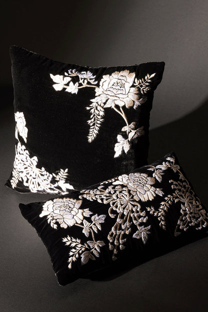 Natori Buy Velvet Mandarin Embroidered Oblong Pillow in Black Online