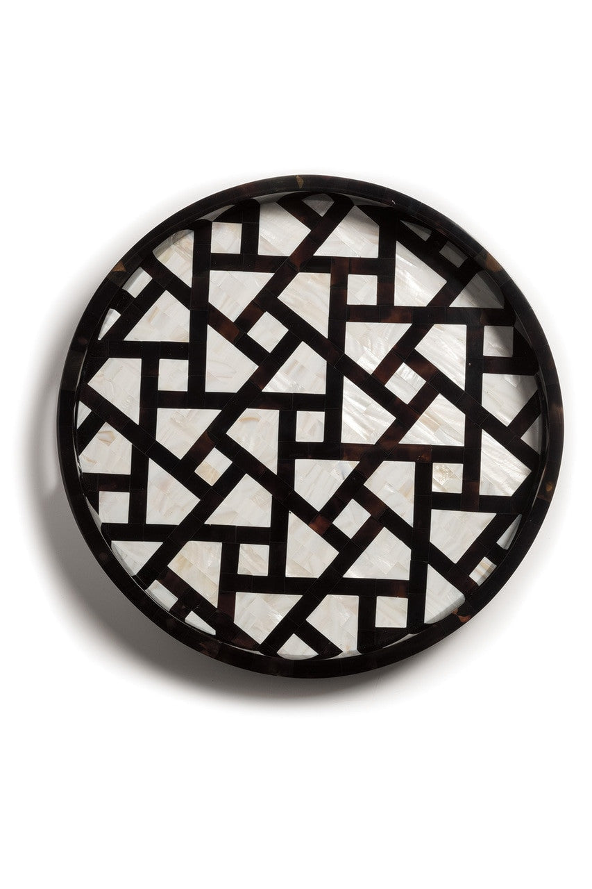 Natori Buy Mindoro Circle Tray in Black & White Online