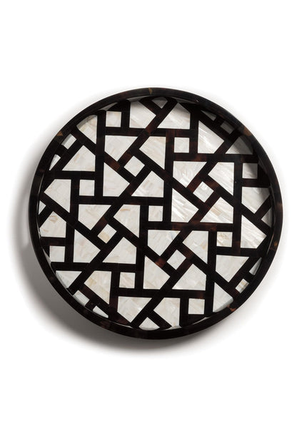 Natori Buy Mindoro Circle Tray in Black & White Online
