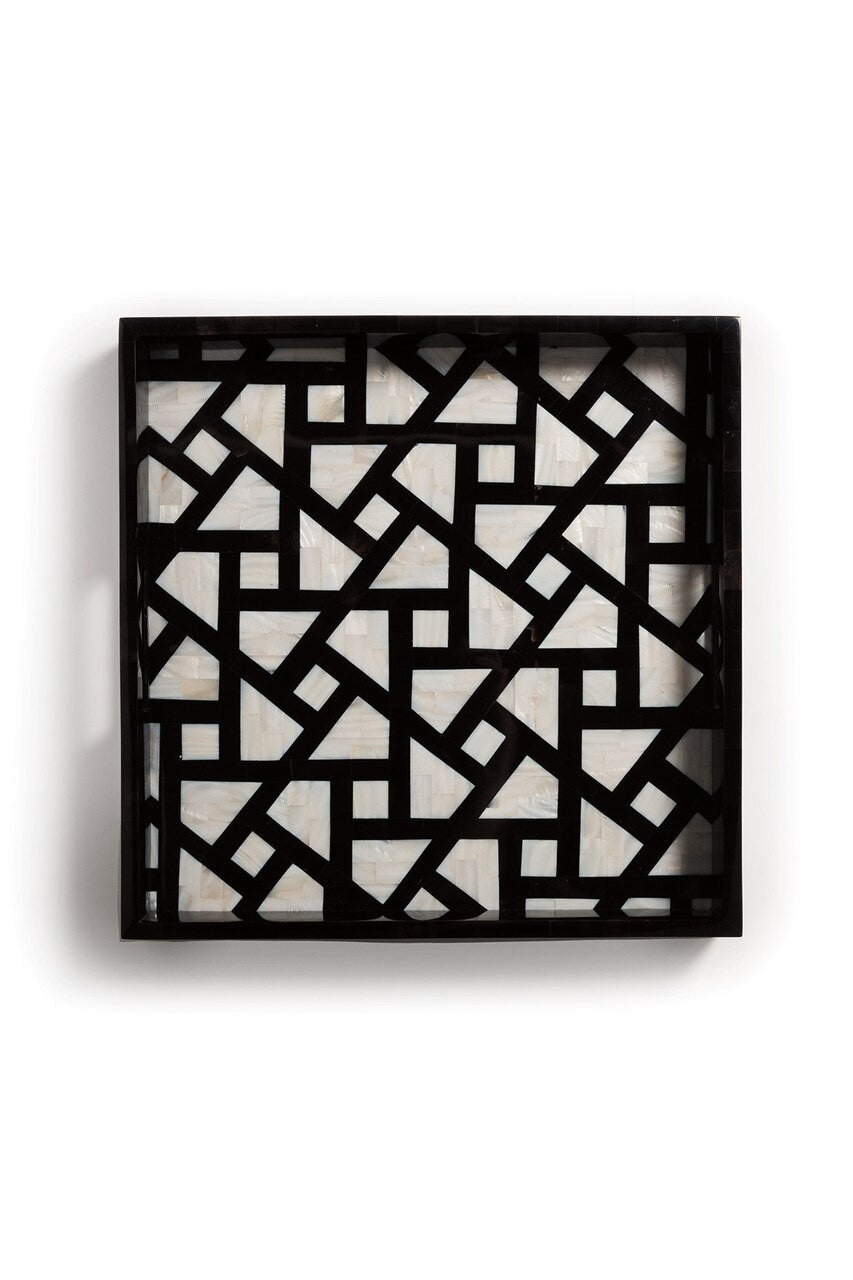 Natori Buy Mindoro Square Tray in Black & White Online