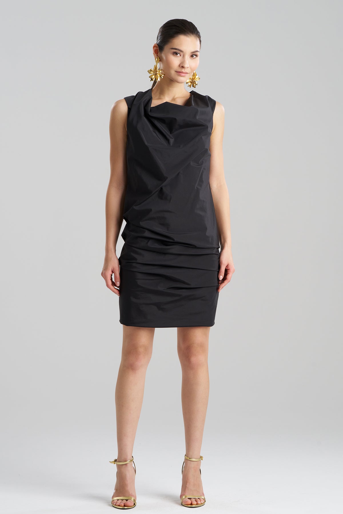 Natori Techno Poplin Asymmetrical Origami Dress