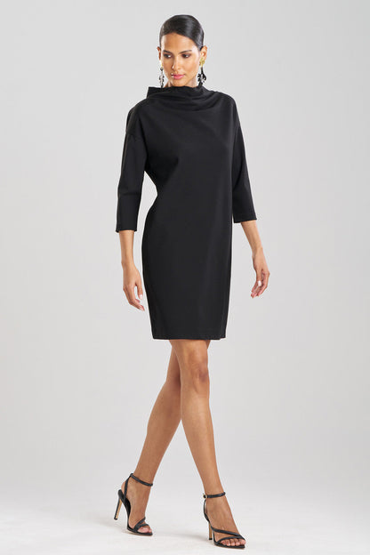 Natori Buy Compact Knit Funnel Shift Dress in Black Online