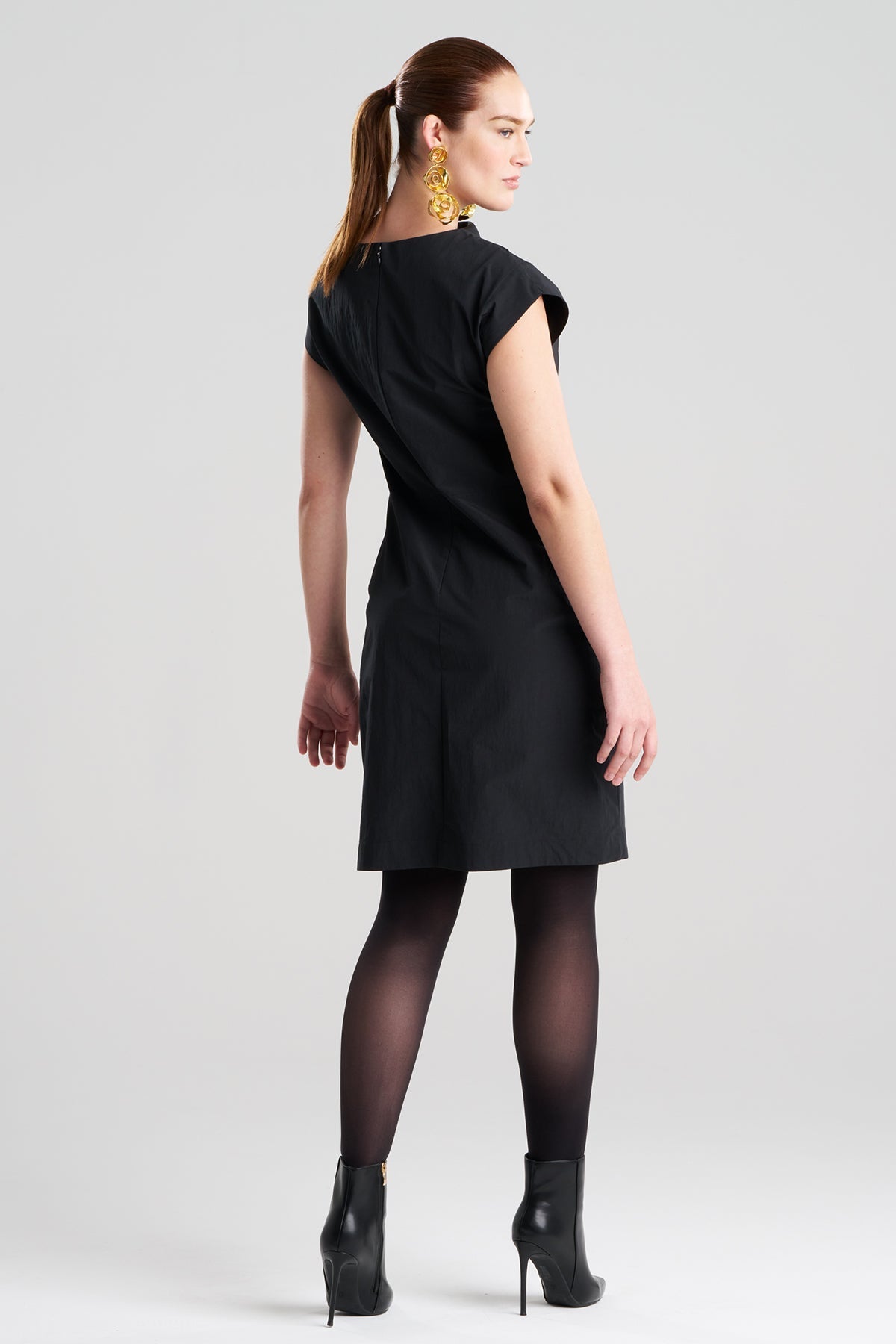 Natori Taffeta Asymmetric Draped Dress