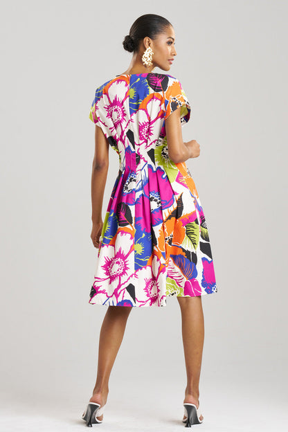 Natori Buy Cote D'Azur Cotton Chino Fit & Flare Pleated Dress in Multi Online
