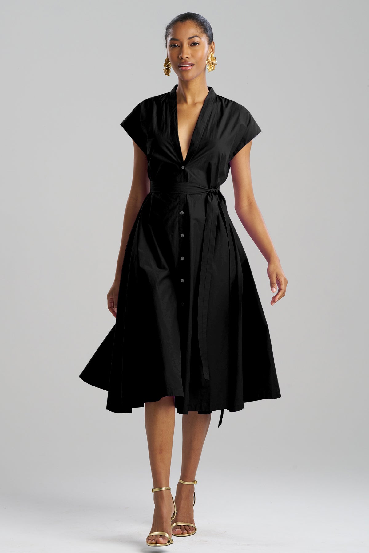 Natori Techno Poplin Tie Front Dress