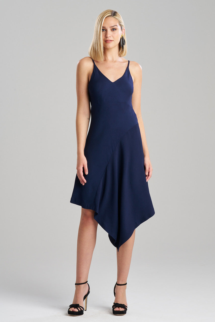 Natori Buy Stretch Crepe Asymmetric Dress in Midnight Navy Online