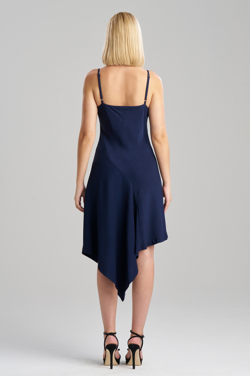Natori Buy Stretch Crepe Asymmetric Dress in Midnight Navy Online