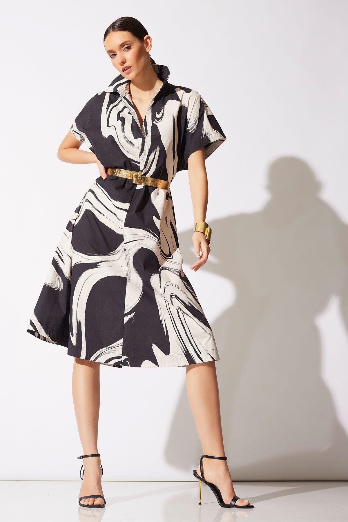 Natori Kaze Cotton Short Sleeve Trapeze Dress
