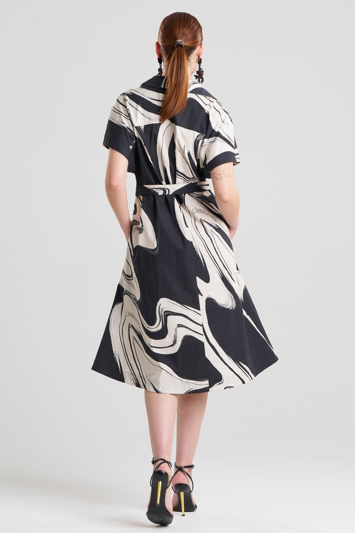 Natori Kaze Cotton Short Sleeve Trapeze Dress