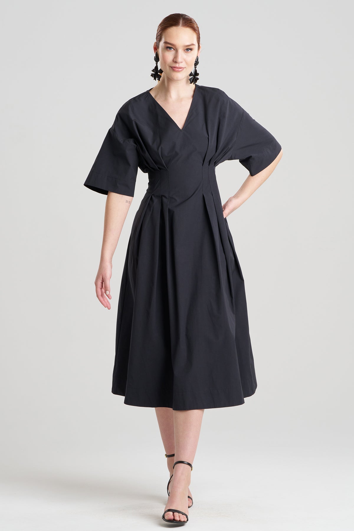Natori Tech Cotton Taffeta V-Neck Dress