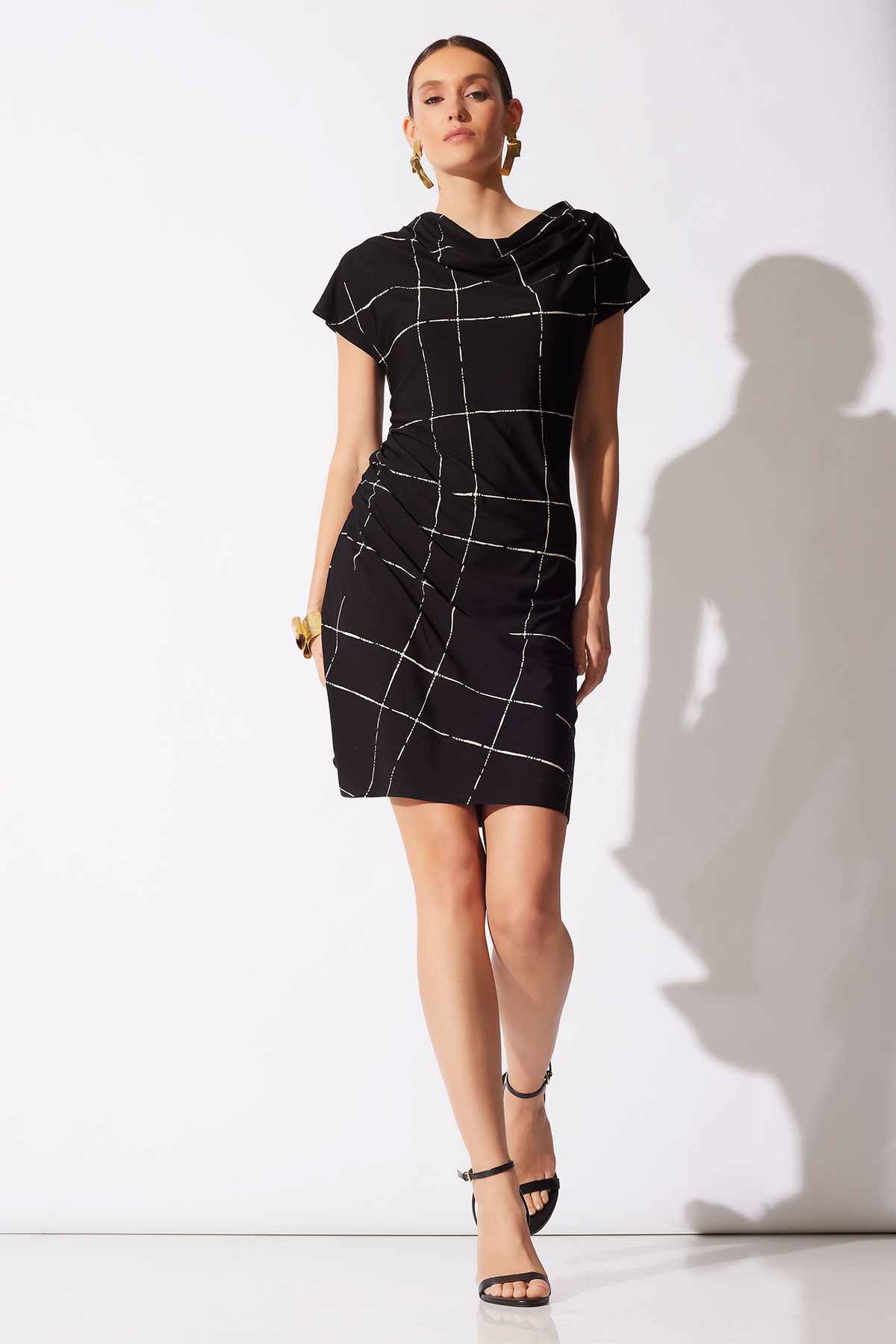 Natori Zia Crepe Knit Asymmetric Drape Dress