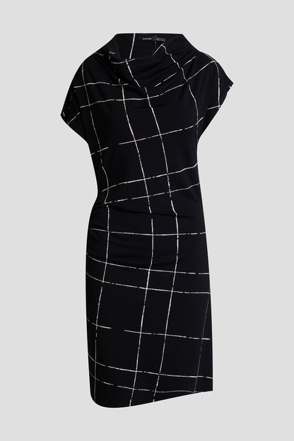 Natori Zia Crepe Knit Asymmetric Drape Dress