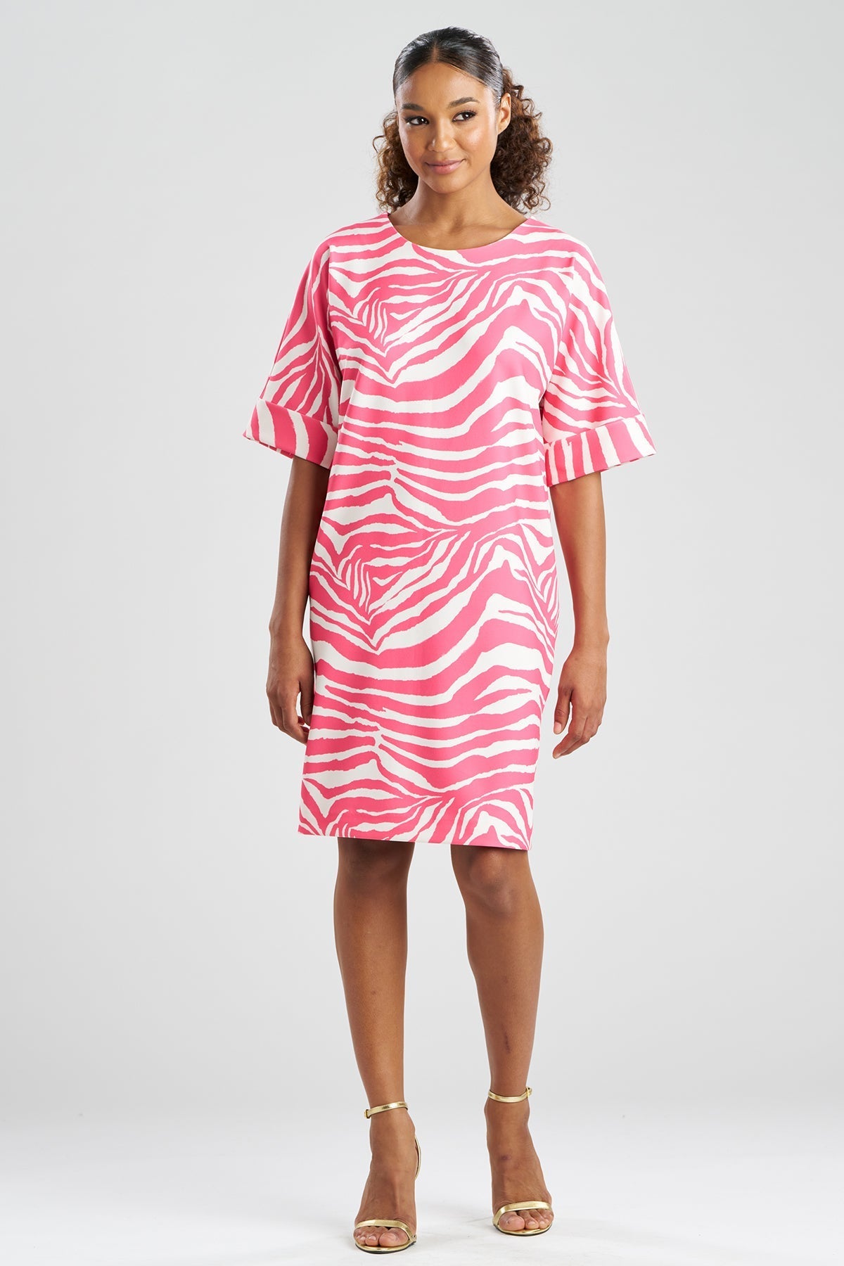 Natori Zebra Knit Crepe T-Shirt Dress