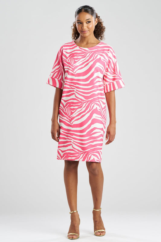 Natori Zebra Knit Crepe T-Shirt Dress