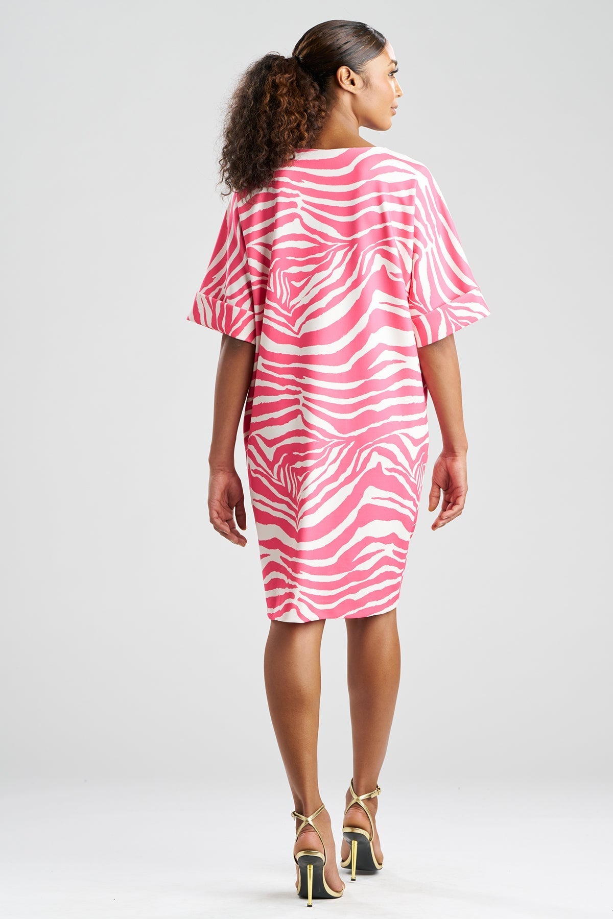 Natori Zebra Knit Crepe T-Shirt Dress