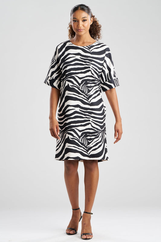 Natori Zebra Knit Crepe T-Shirt Dress