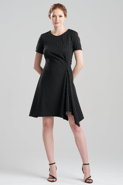 Natori Pinstripe Knit Side Drape Dress