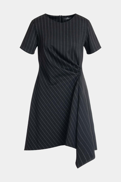 Natori Pinstripe Knit Side Drape Dress