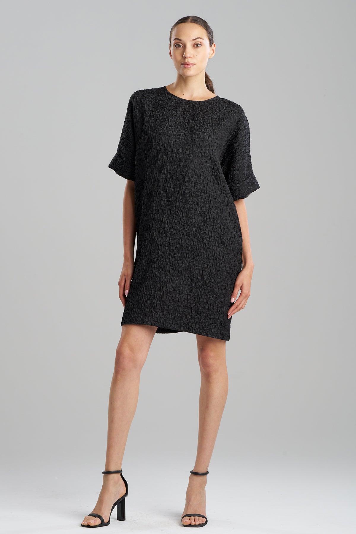 Natori Floral Crinkle Jacquard T-Shirt Dress
