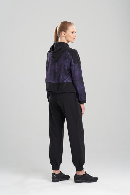 Natori Buy Interlocked Full Zip Hoodie in Purple Black Online